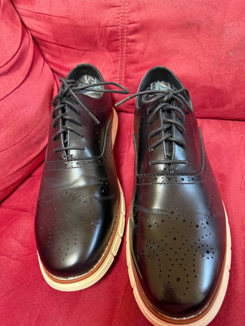 Men's Black Wingtip Derby with Cream Athletic Sole - Picture 3 of 7